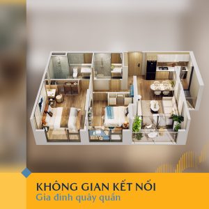 Mặt bằng căn hộ 2 phòng ngủ Masteri Rivera Đà Nẵng